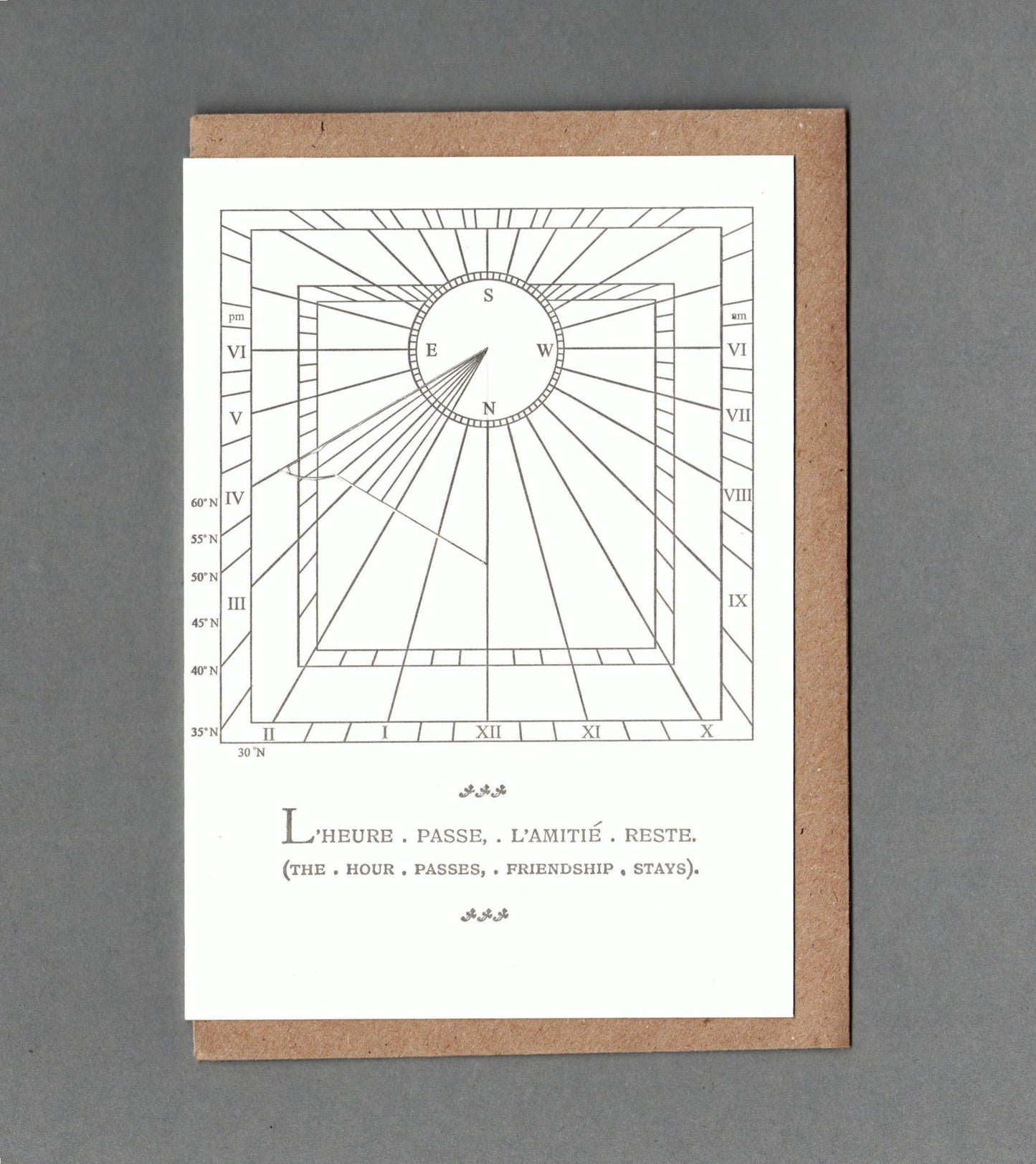 Sundial Card 06. Letterpress Greeting Card, Eco Friendly