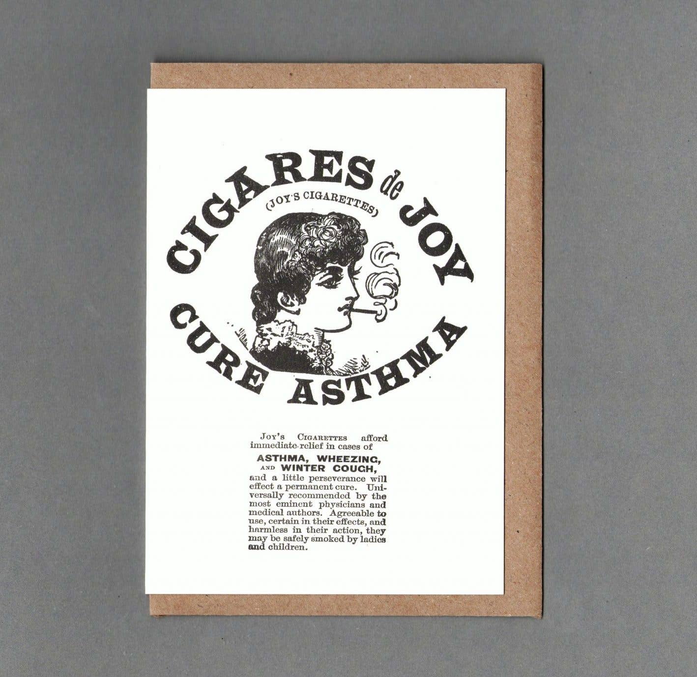 Cigares de Joy. Letterpress Greeting Card, Eco Friendly