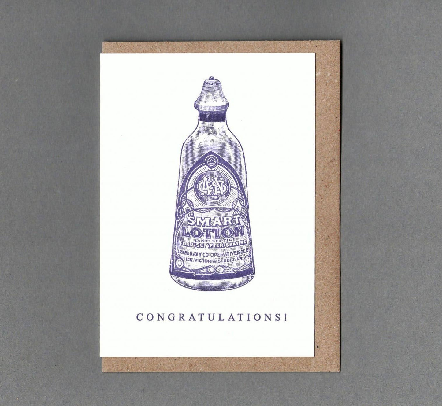 Congratulations. Smart Lotion. Letterpress Greeting Card.