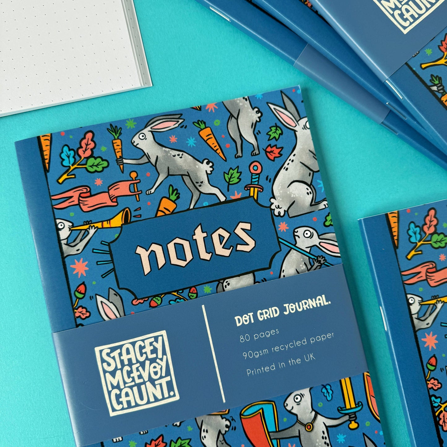 Medieval Duelling Bunnies A5 Dot Grid Notebook