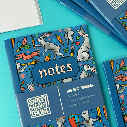 Medieval Duelling Bunnies A5 Dot Grid Notebook