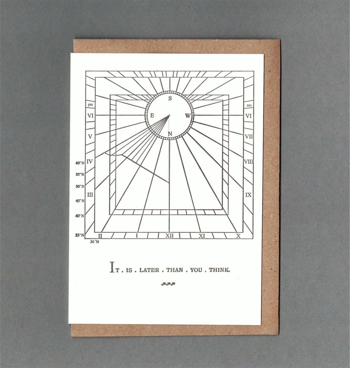 Sundial Card 02. Letterpress Greeting Card, Eco Friendly