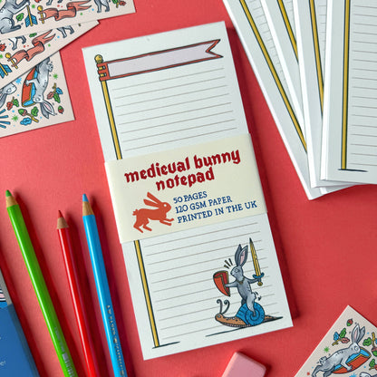Duelling Bunnies Medieval Notepad
