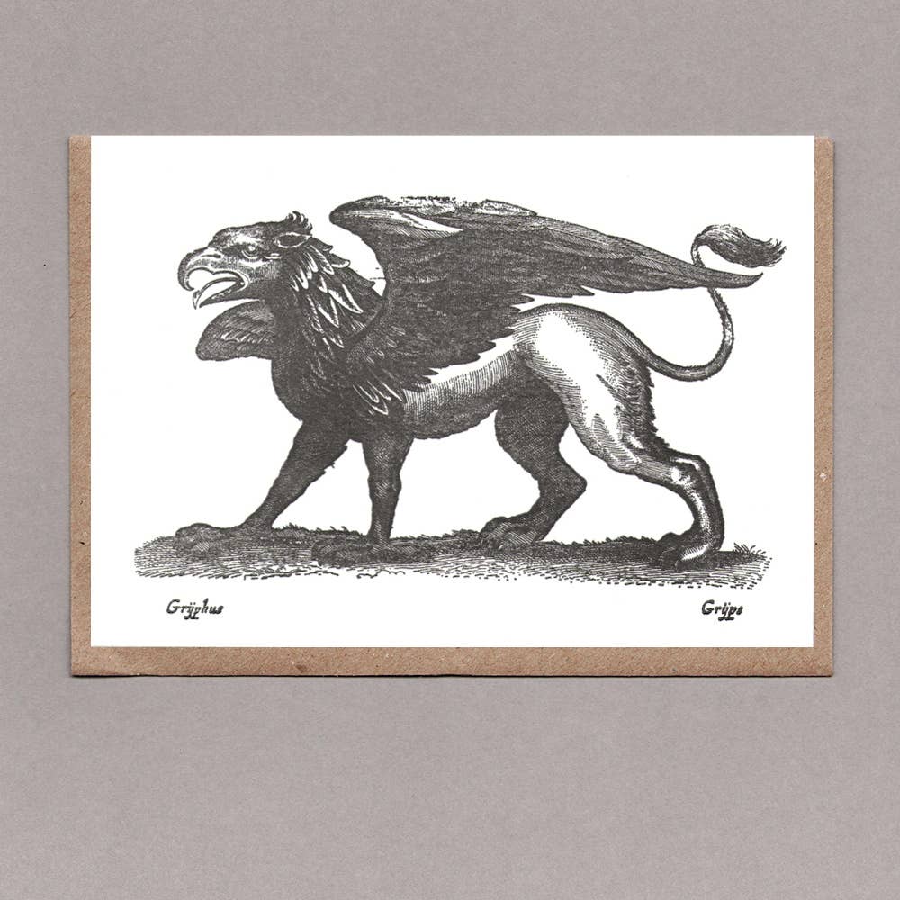 Griffin Black Greetings Card, Eco Friendly