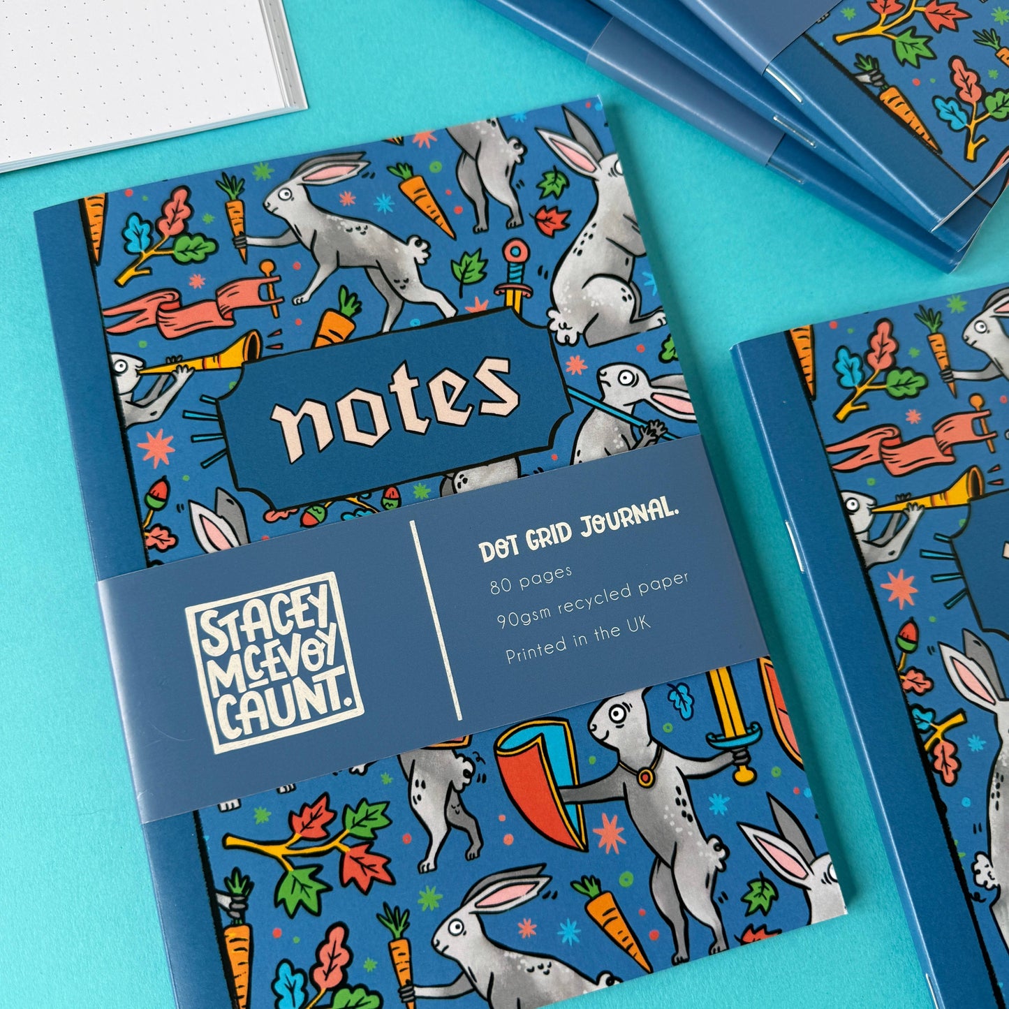 Medieval Duelling Bunnies A5 Dot Grid Notebook