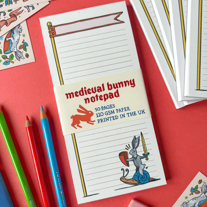 Duelling Bunnies Medieval Notepad