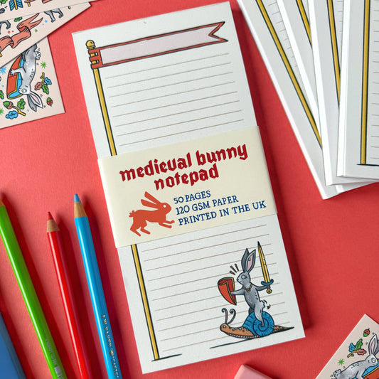Duelling Bunnies Medieval Notepad