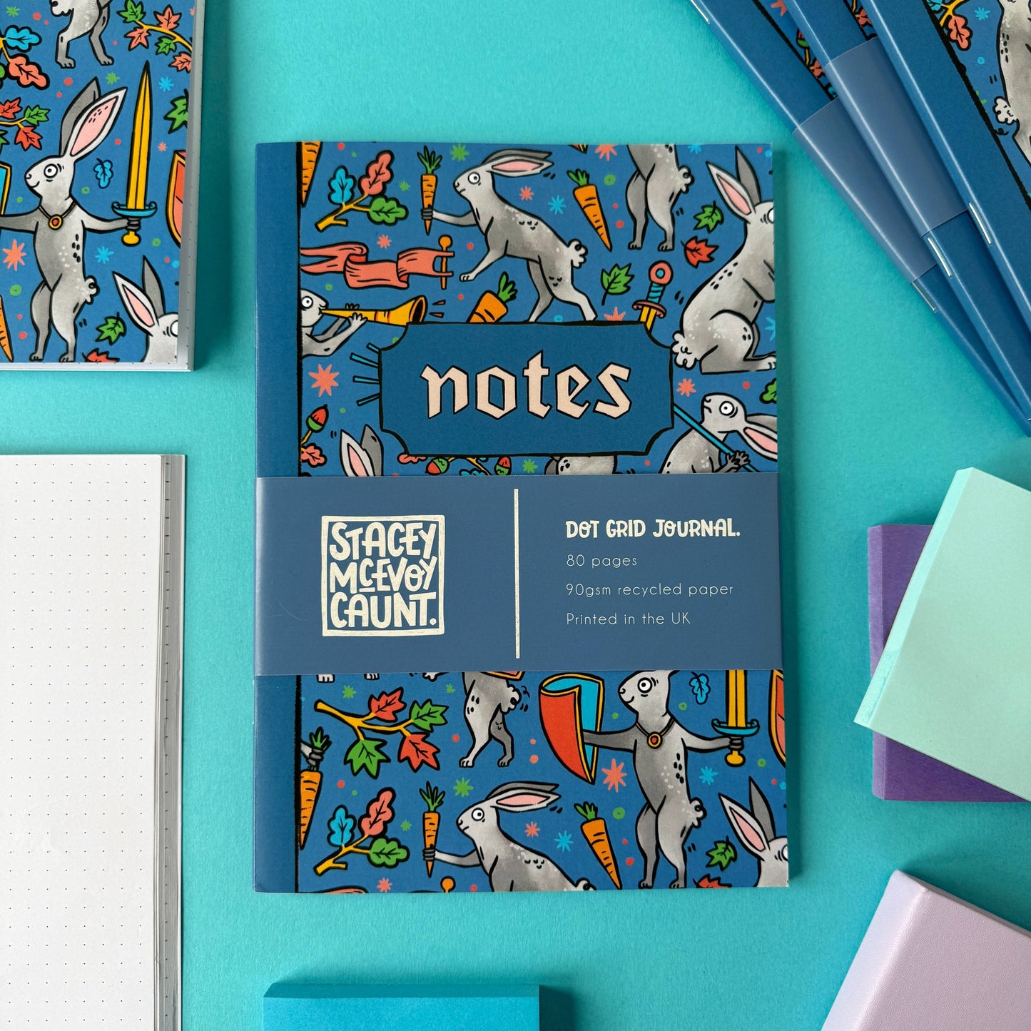 Medieval Duelling Bunnies A5 Dot Grid Notebook