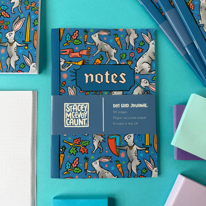 Medieval Duelling Bunnies A5 Dot Grid Notebook