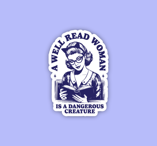 Well read woman sticker, Feminist sticker, Bookish sticker