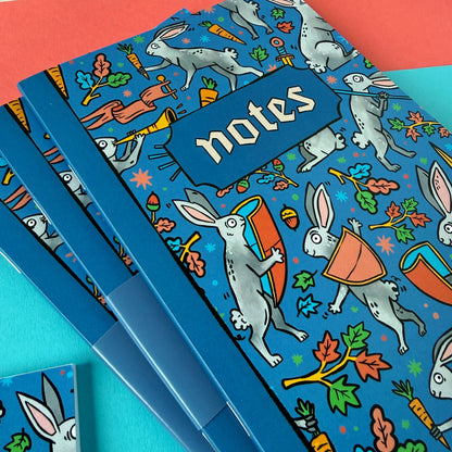 Medieval Duelling Bunnies A5 Dot Grid Notebook