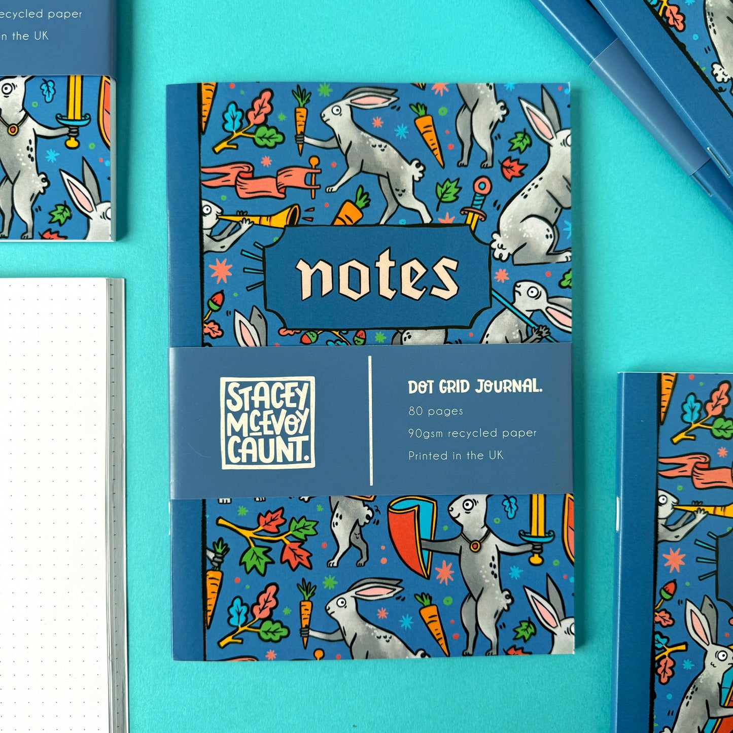 Medieval Duelling Bunnies A5 Dot Grid Notebook