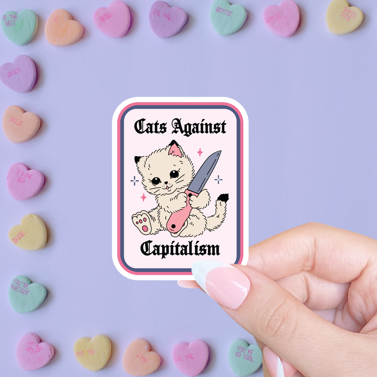 Cats against capitalism sticker, Social justice sticker