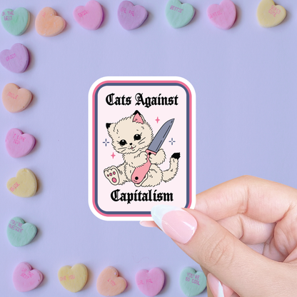 Cats against capitalism sticker, Social justice sticker