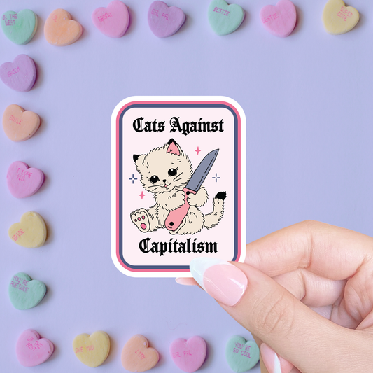 Cats against capitalism sticker, Social justice sticker