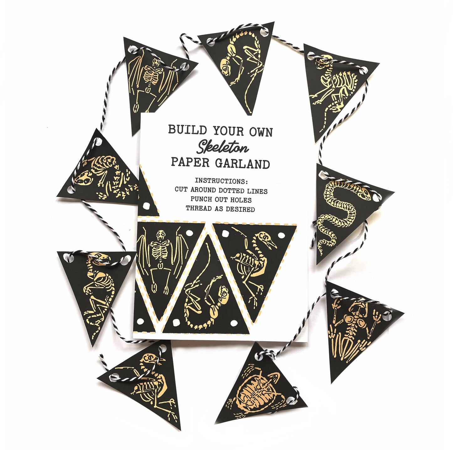 Build Your Own Paper Garland Skeletons Card