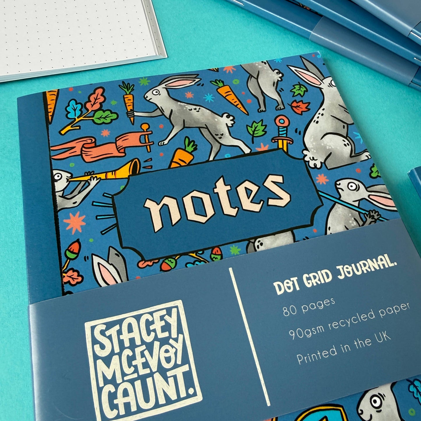 Medieval Duelling Bunnies A5 Dot Grid Notebook