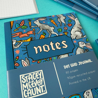Medieval Duelling Bunnies A5 Dot Grid Notebook