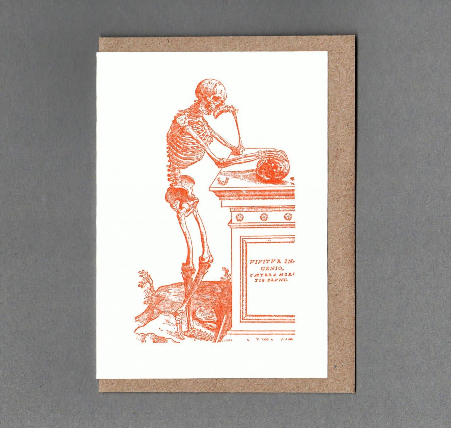 Skeleton. Letterpress Greeting Card, Eco Friendly