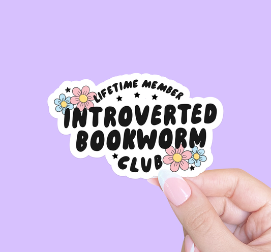 Introverted bookworm, Bookish sticker, Kindle sticker