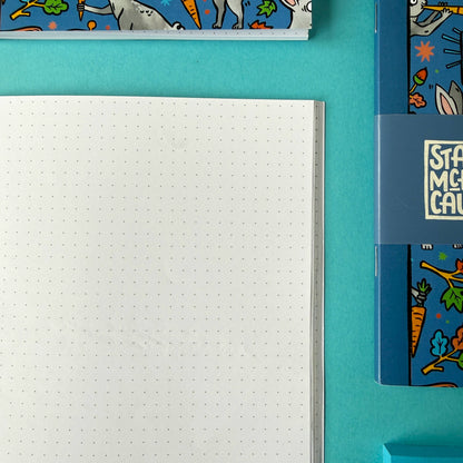 Medieval Duelling Bunnies A5 Dot Grid Notebook