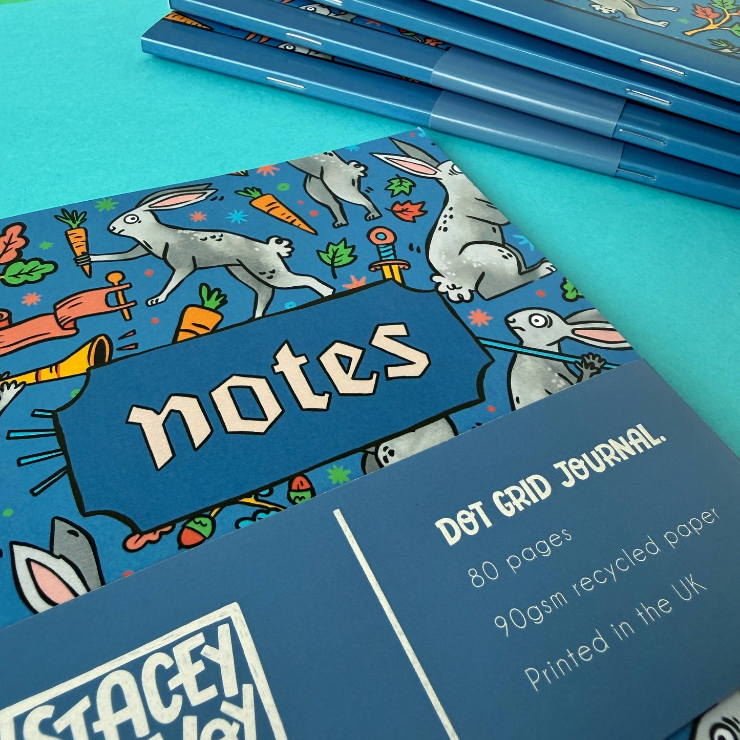 Medieval Duelling Bunnies A5 Dot Grid Notebook