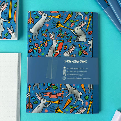 Medieval Duelling Bunnies A5 Dot Grid Notebook