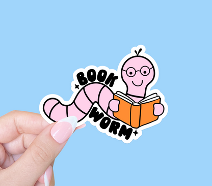 Book worm sticker, Bookish sticker, Laptop sticker