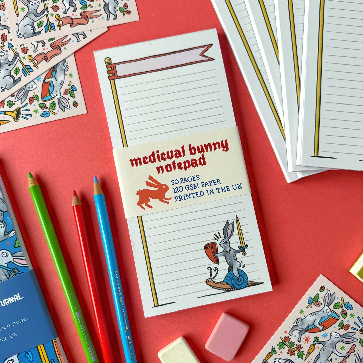 Duelling Bunnies Medieval Notepad