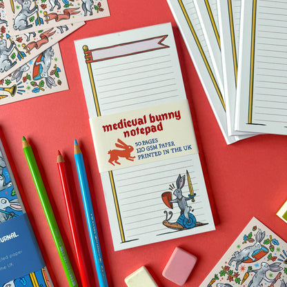 Duelling Bunnies Medieval Notepad